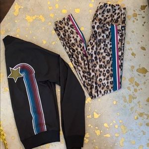 GoldSheep Leopard Leggings + track jacket